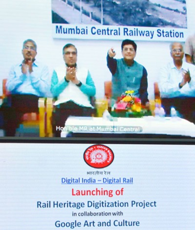 piyush goyal launching a project for digitization of rich legacy of india's railway