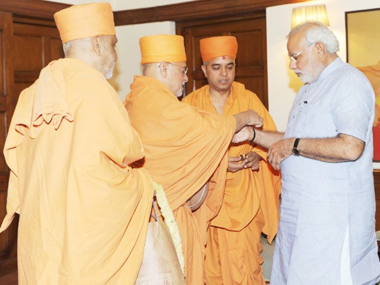 the blessings of saints to prime minister narendra modi