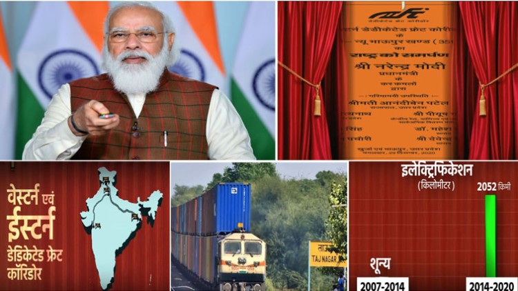 narendra modi inaugurates the 'bhaupur- khurja section' of eastern dedicated freight corridor