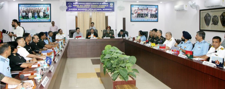 minister of state for defence subhash bhamre with principals of various sainik schools