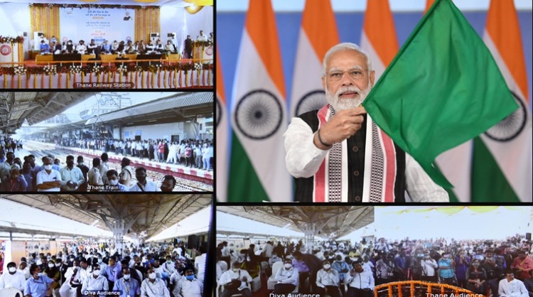 pm dedicating to the nation additional railway lines connecting thane & diva in maharashtra