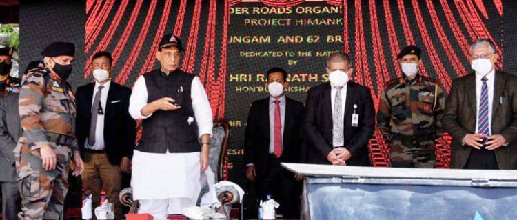 rajnath singh virtually inaugurating the bridges constructed by border roads organisation