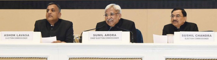 chief election commissioner sunil arora along with the ashok lavasa and sushil chandra