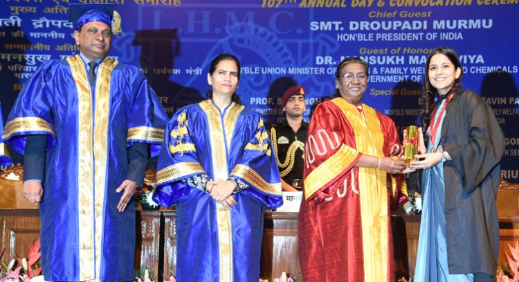 president gave degrees to female medical students