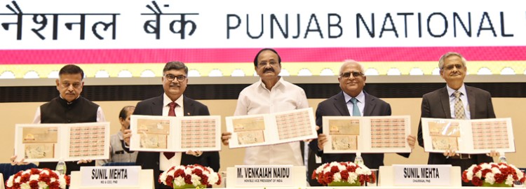 venkaiah naidu releasing the commemorative stamp, foundation day celebrations of the pnb