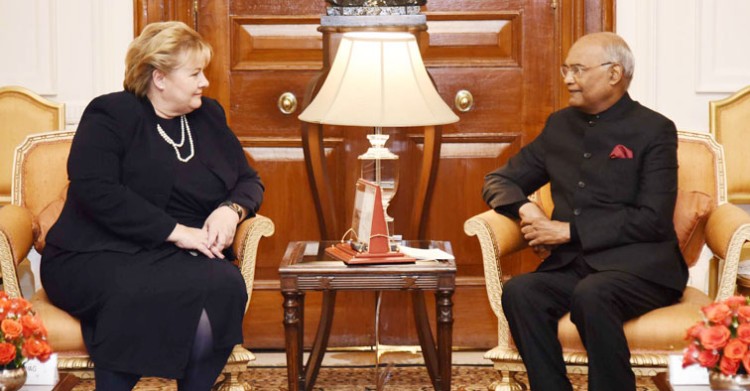 erna solberg calling on the president ramnath kovind