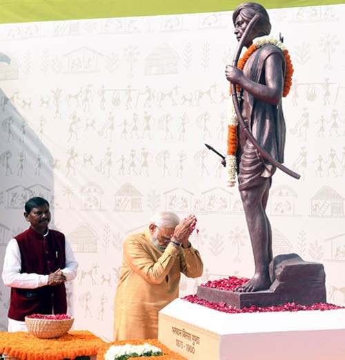 pm paid homage to bhagwan birsa munda at the aadi mahotsav