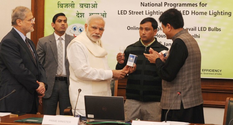 prime minister said with led bulb-save electricity