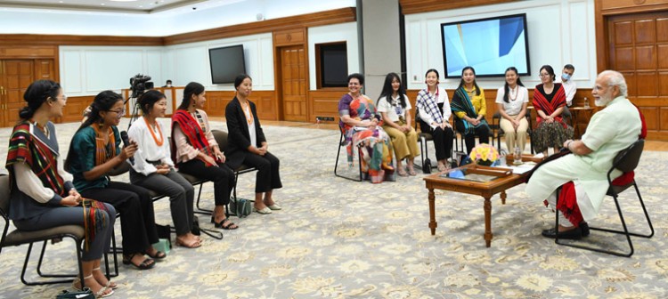 pm hosts a delegation of women students from nagaland