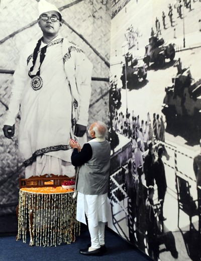 prime minister in front of netaji