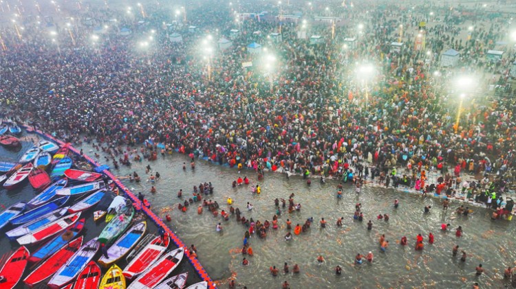 maha kumbh begins with the royal bath of devotees