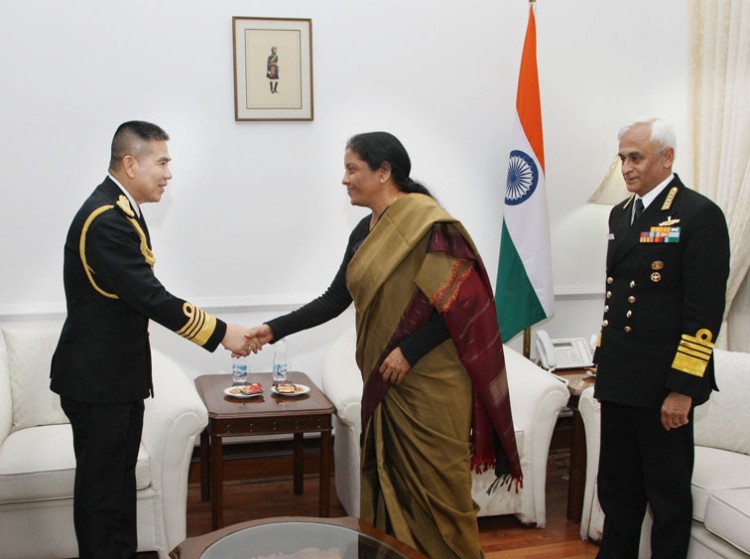 admiral lewis ruddat meeting with indian defense minister and naval chief