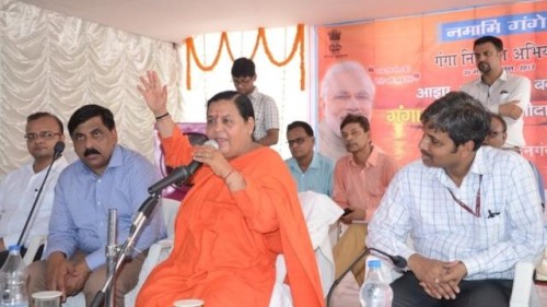 uma bharti launches ganga chaupal in sultanganj, bihar