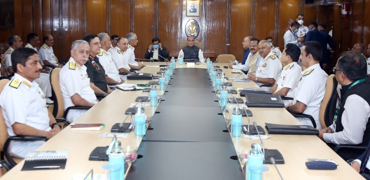 rajnath singh conversation on security challenges with naval commanders