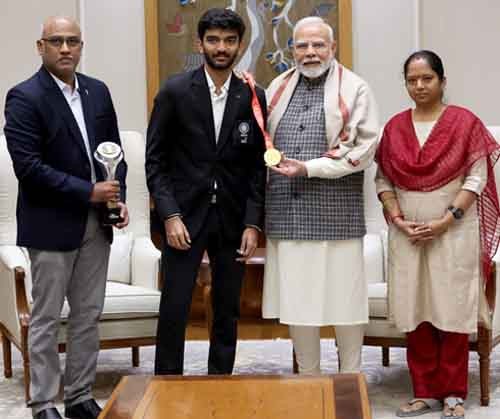 chess champion gukesh met the prime minister