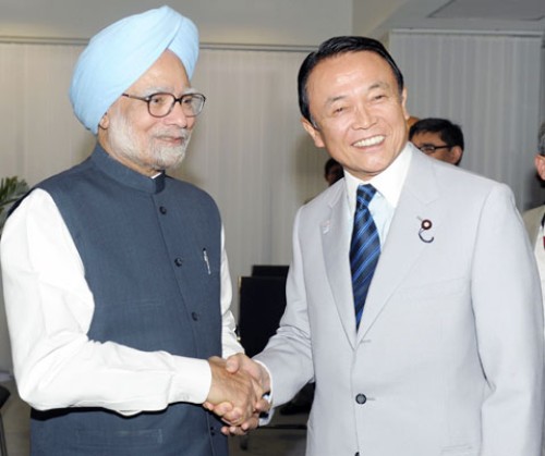 manmohan singh and taro aso