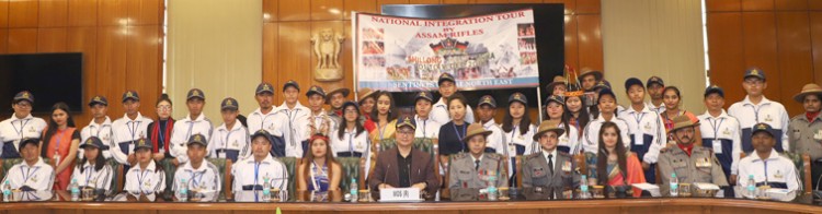 kiren rijiju in a group photograph with the students of states of north east