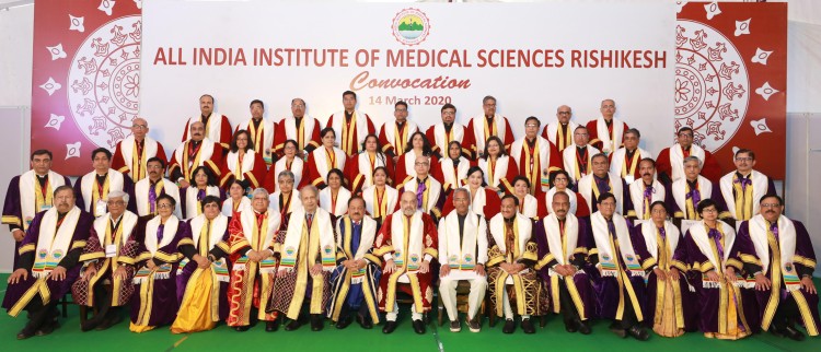 union home minister amit shah in a group of convocation ceremony of the aiims in rishikesh