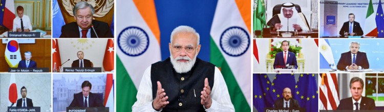 narendra modi virtually participates in the g20 extraordinary summit on afghanistan