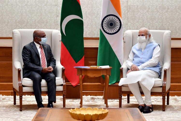 foreign minister of the maldives abdulla shahid calling on the pm narendra modi