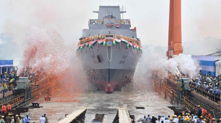 stealth frigate vindhyagiri launched in hooghly river