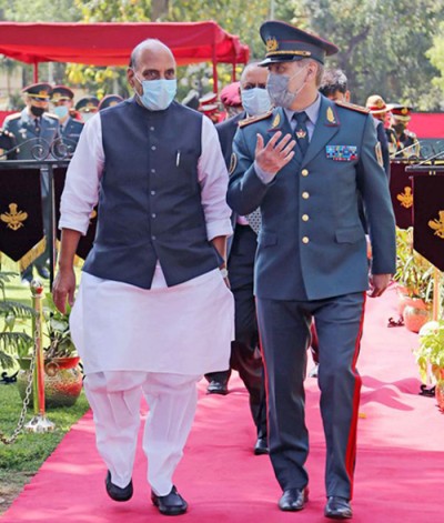 rajnath singh receiving the minister of defence kazakhstan