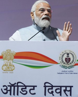 narendra modi addressing at the celebration of first audit diwas