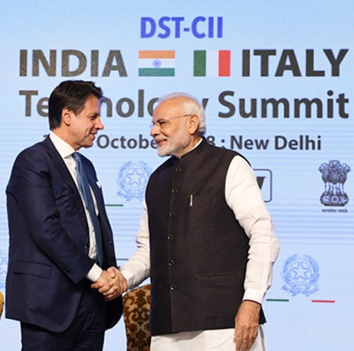 prime minister of italy jewess conte and pm narendra modi