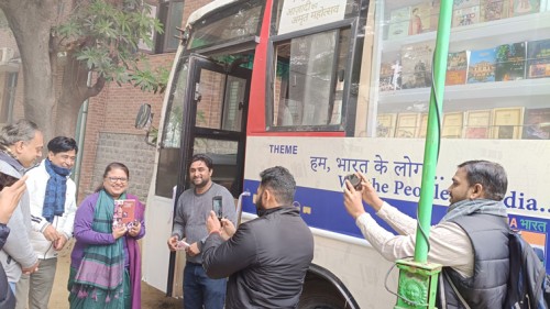 mobile book exhibition inaugurated at hindu college delhi