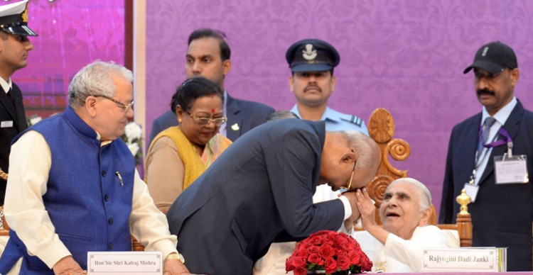 president ram nath kovind at the headquarters of brahma kumaris in mount abu