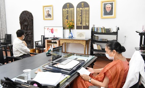 governor anandiben patel addresses national webcon from raj bhavan