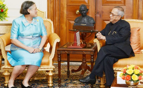 princess maha chakri sirindorn and pranab mukherjee