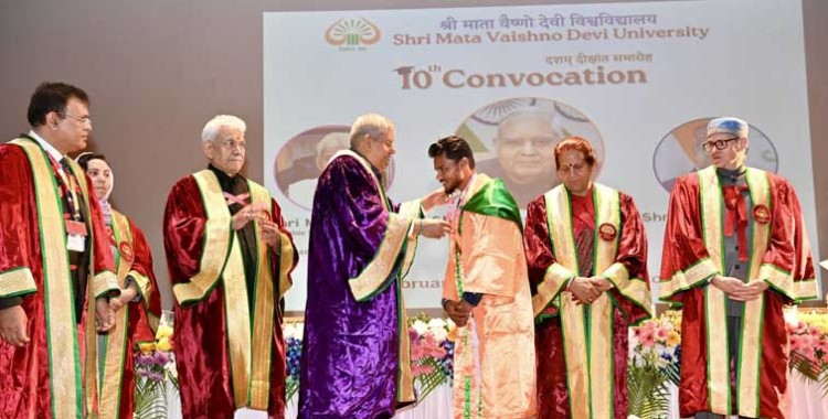 meritorious students honored in the convocation of shri mata vaishno devi university