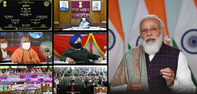 narendra modi inaugurates the construction work of agra metro project via video conferencing