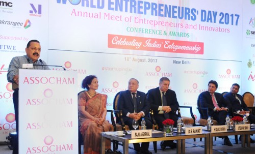 dr. jitendra singh addressing at the world entrepreneurs' day