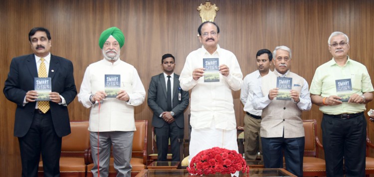 venkaiah naidu, released, dr. sameer sharma's book smart city unbundled