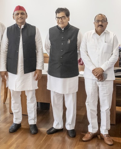 sp president akhilesh yadav, ram gopal yadav and veer singh