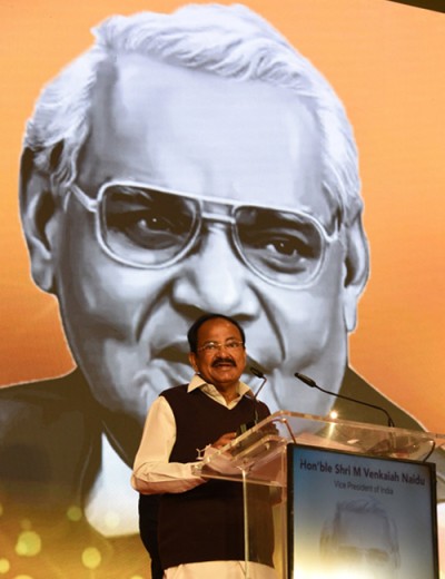 venkaiah naidu delivering the 3rd atal bihari vajpayee memorial lecture