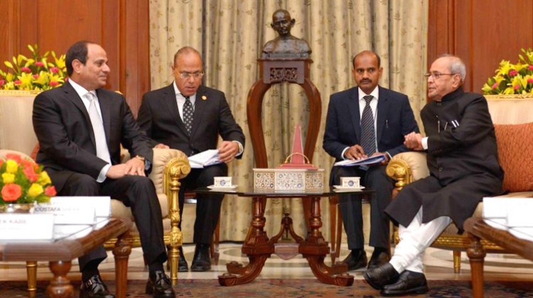 abdel fattah el-sisi calling on the president pranab mukherjee,