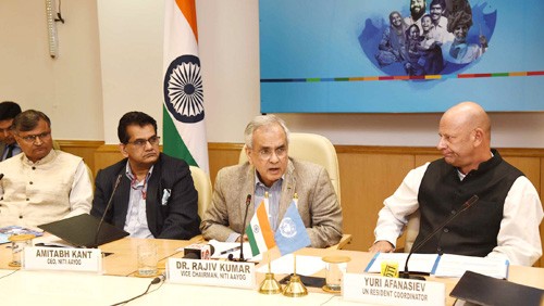 rajiv kumar addressing at the signing ceremony of the government of india-unsdf