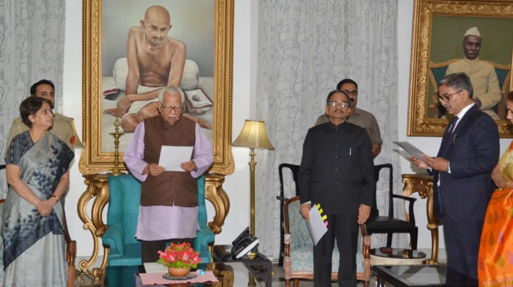 governor administers oath to kaushal kishore sharma