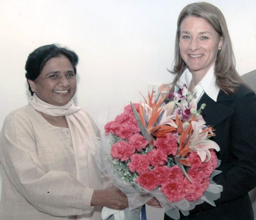 मायावती एवं मिलिण्डा गेट्सए-mayawati and milinda gates