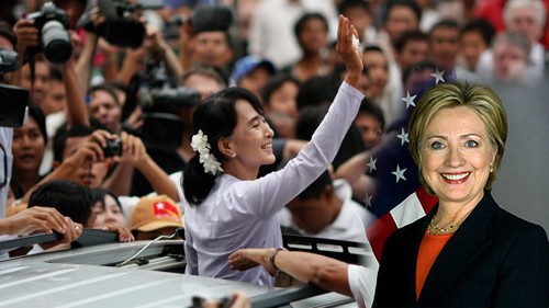 सू की और हिलेरी क्लिंटन/suu kyi and hillary clinton